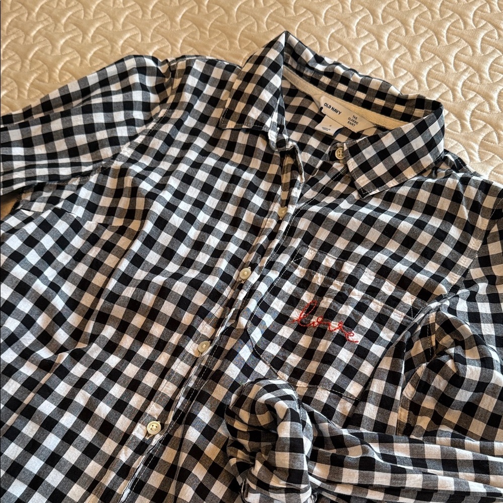 Old Navy The Classic Shirt Gingham Love Button Down Shirt Small - Picture 2 of 5